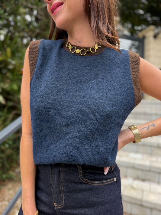 Pull Sans Manches Lio Bleu