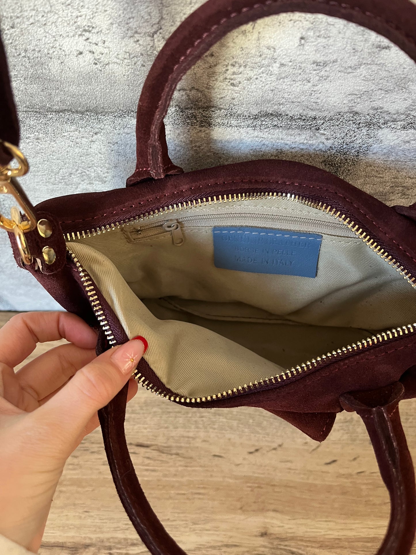 Sac Charles CUIR Daim Bordeaux