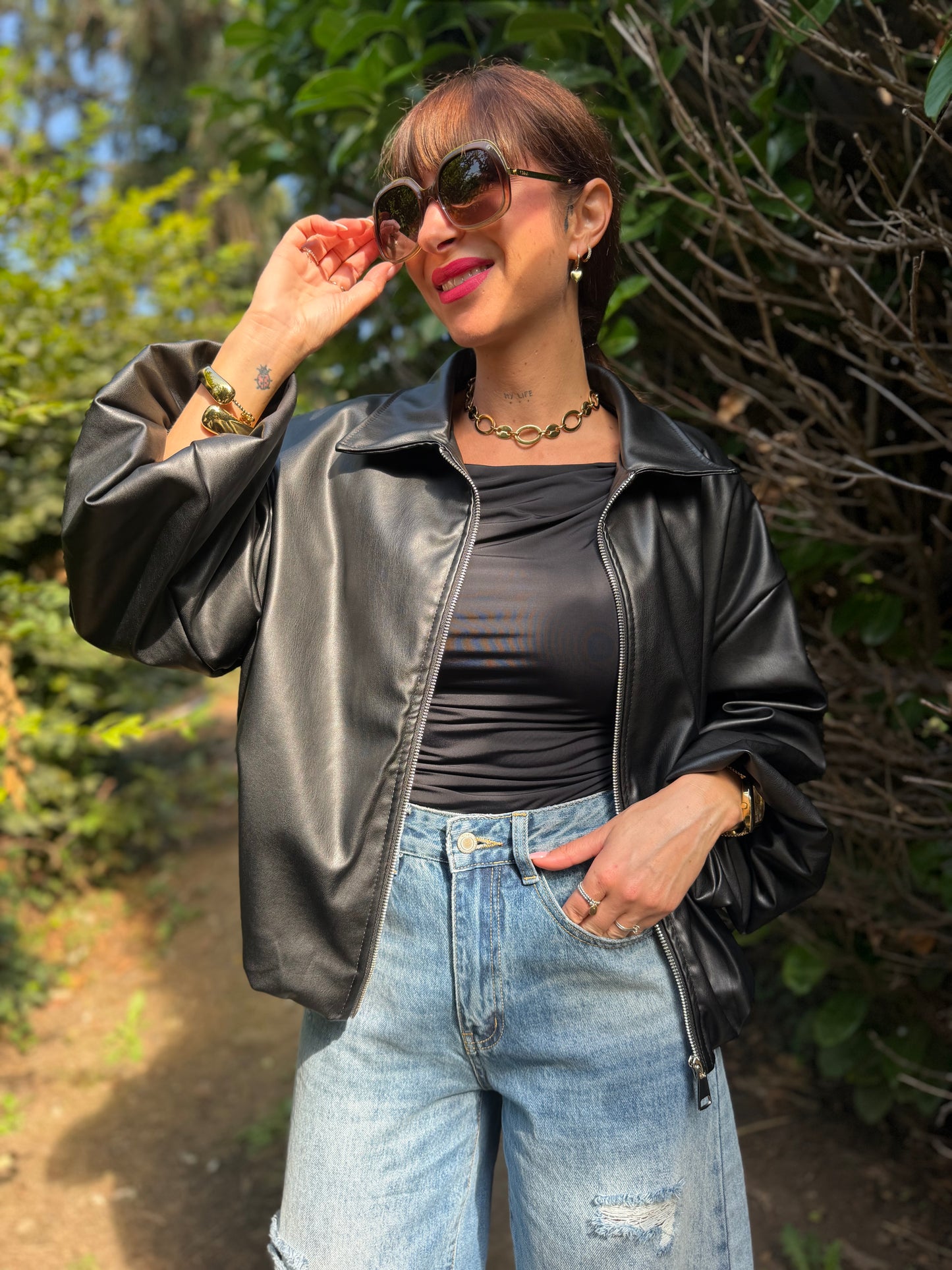 Veste Simili Mao Noir