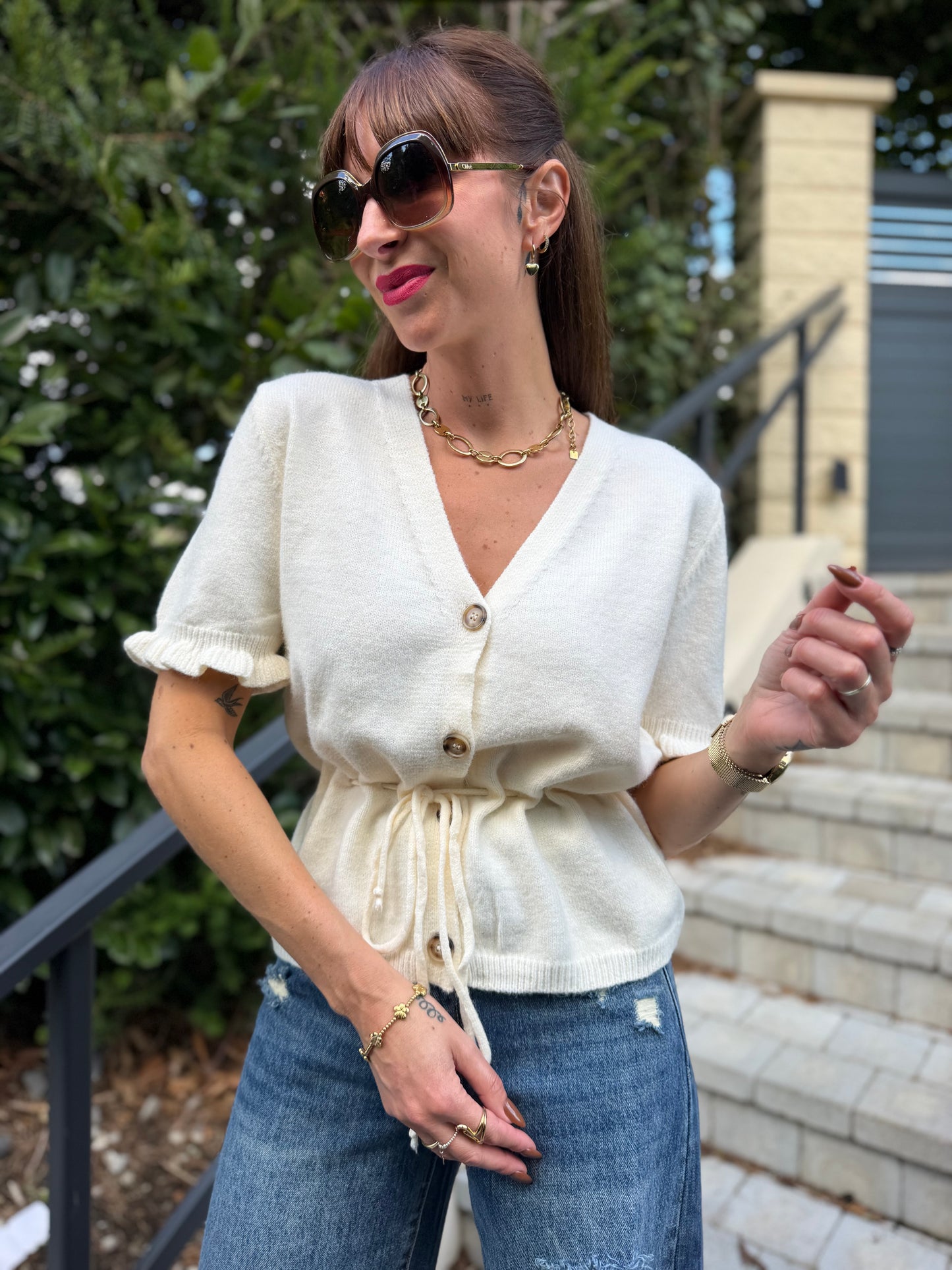 Pull Lacet Écru