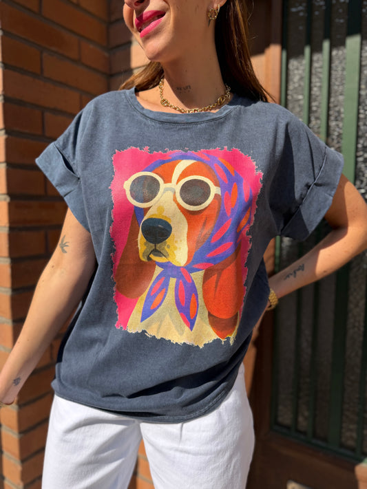 T Shirt Dog Gris