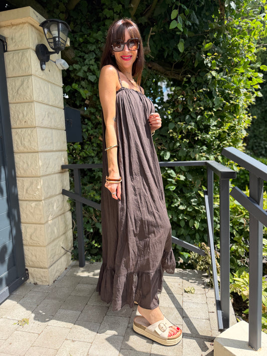 Robe Longue Bretelle Chocolat