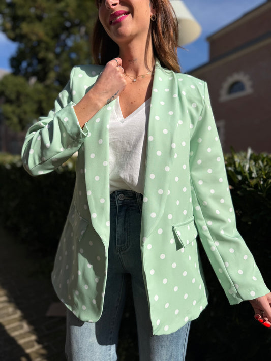 Blazer Pois Vert D'Eau