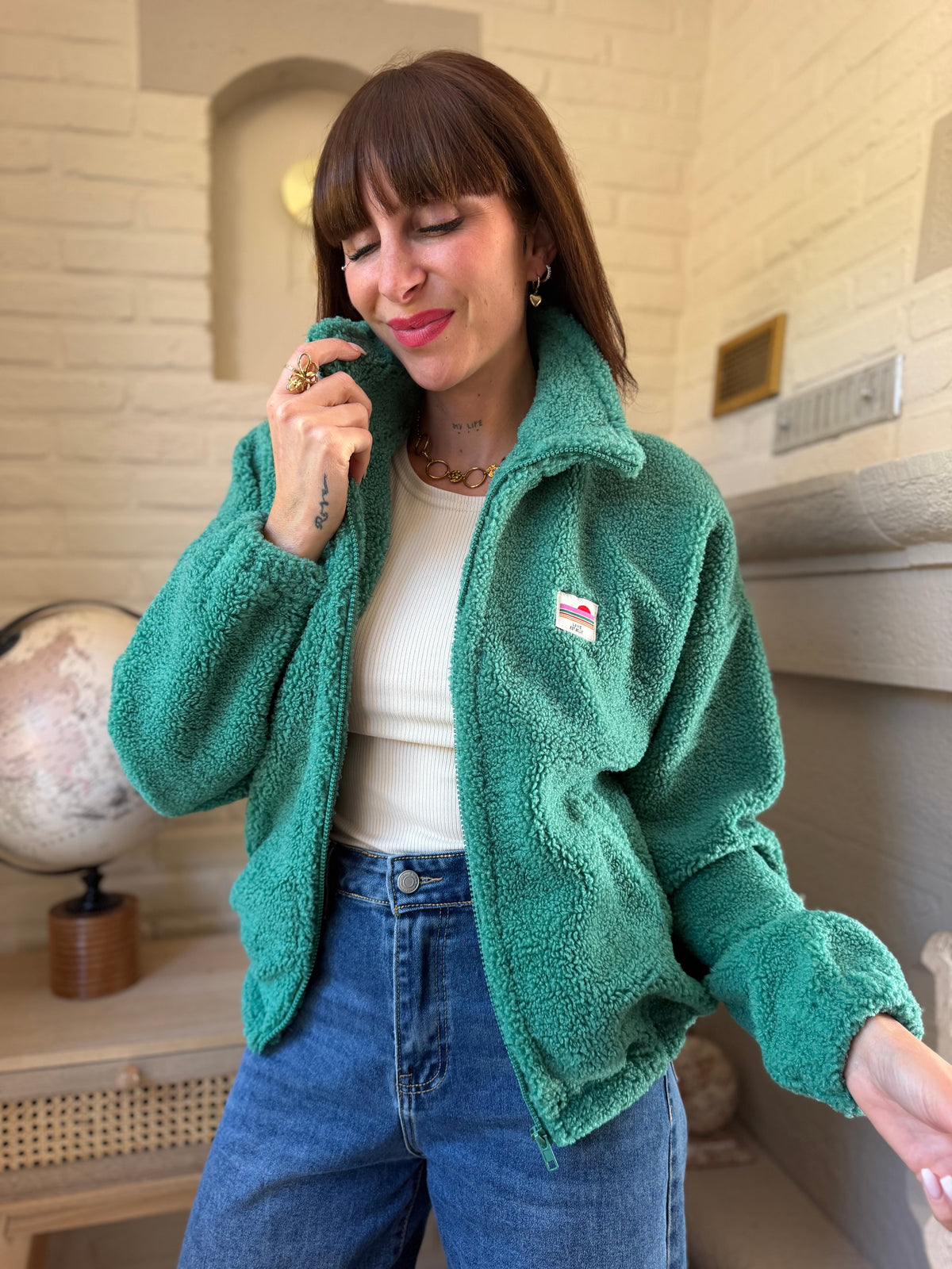 Veste Teddy Vert