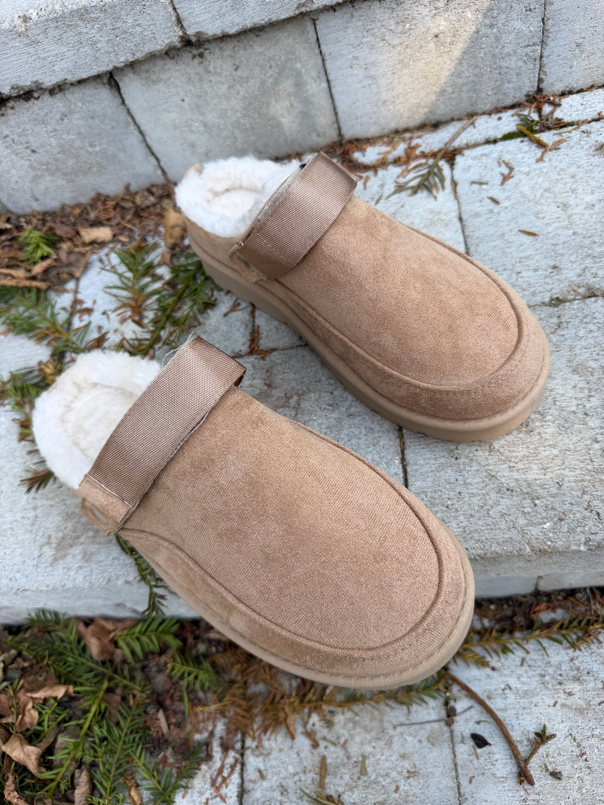 Mule Fourée Bride Taupe