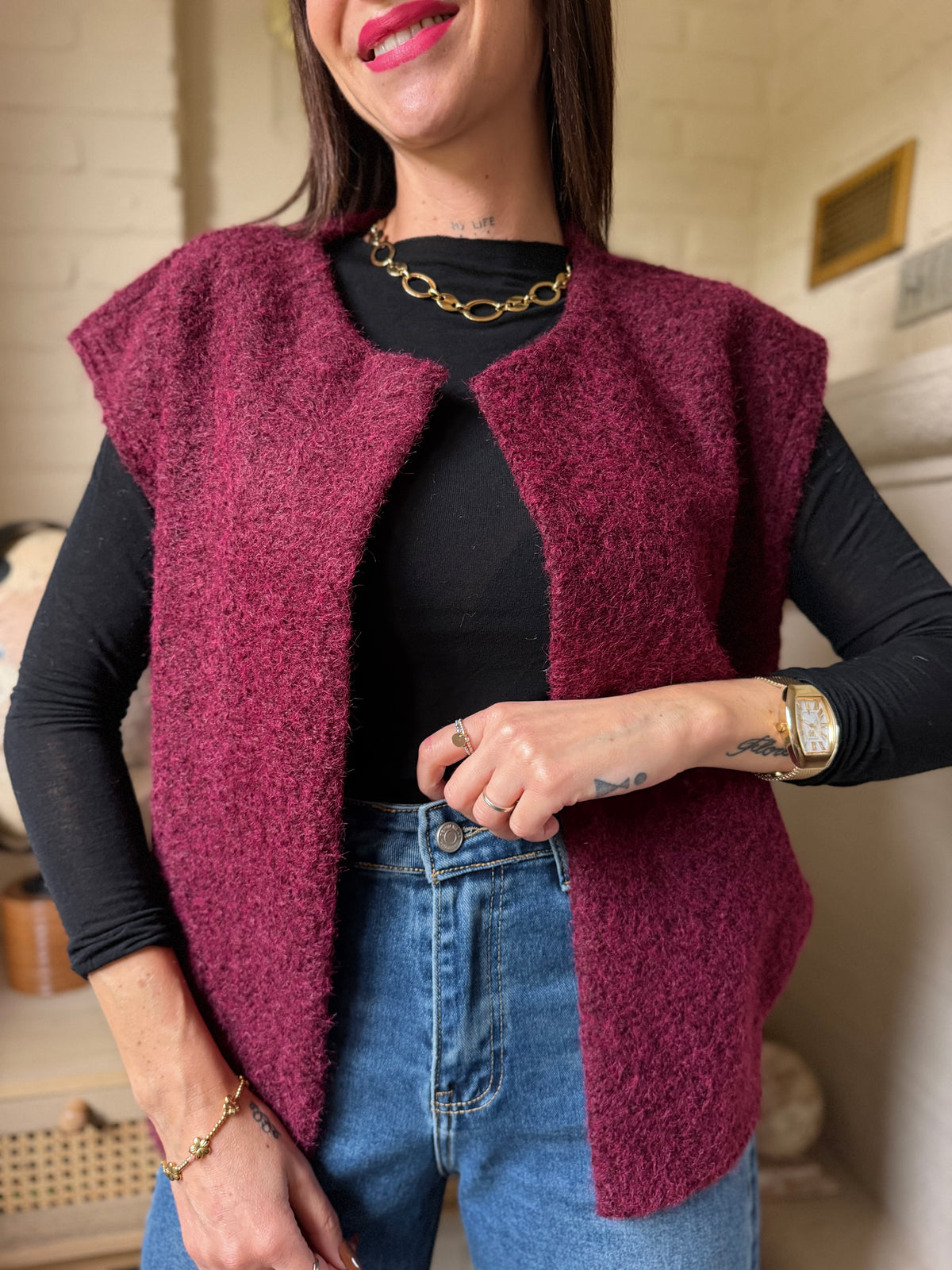 Gilet Sans Manches Bordeaux