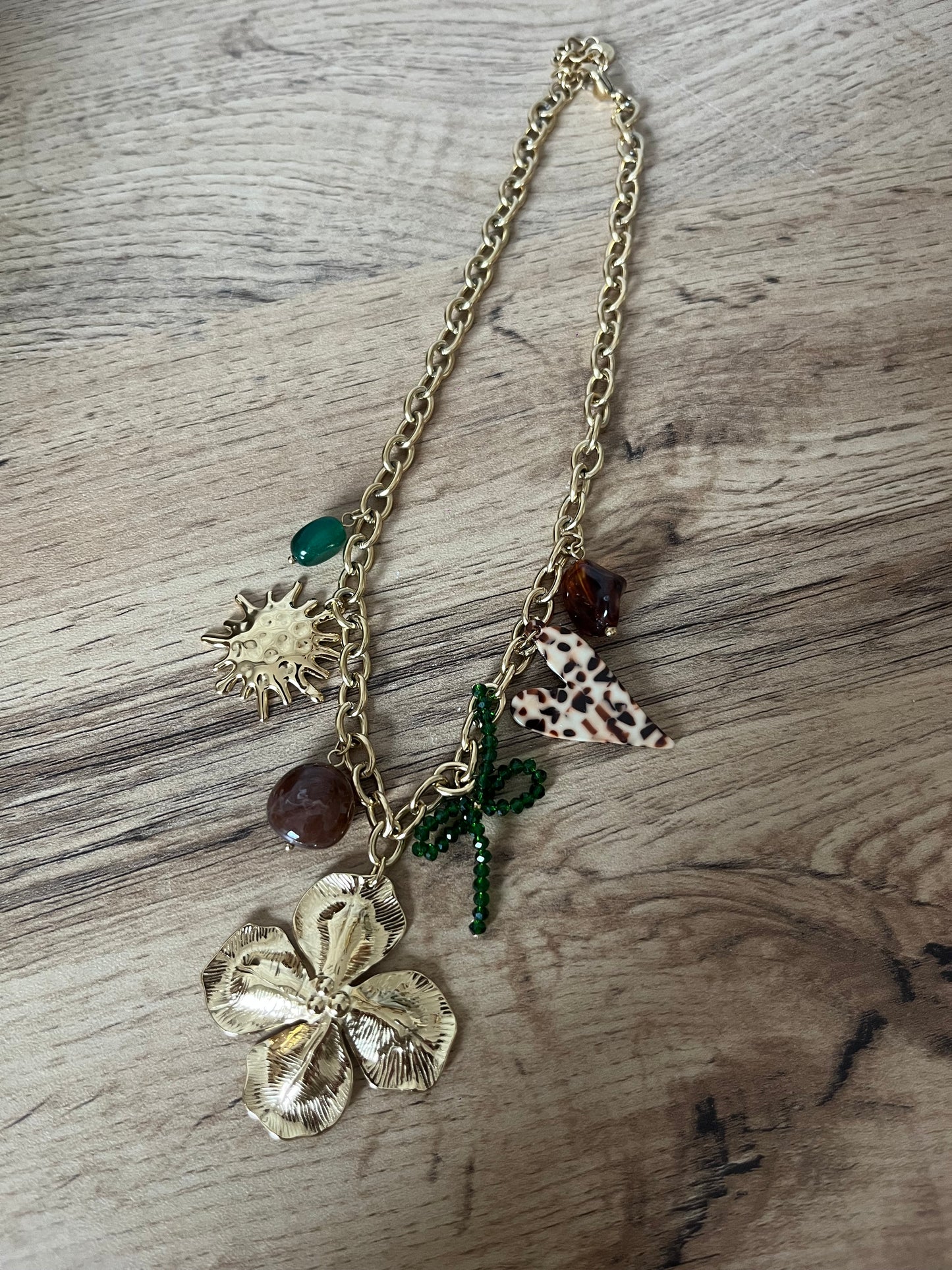 Collier Breloques Cœur Leopard