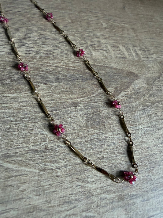 Collier Mini Fleurs Rose