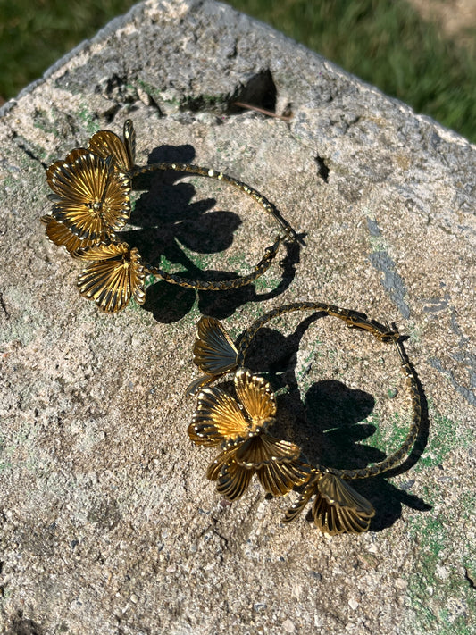 Boucle D’oreille Créole Fleurs