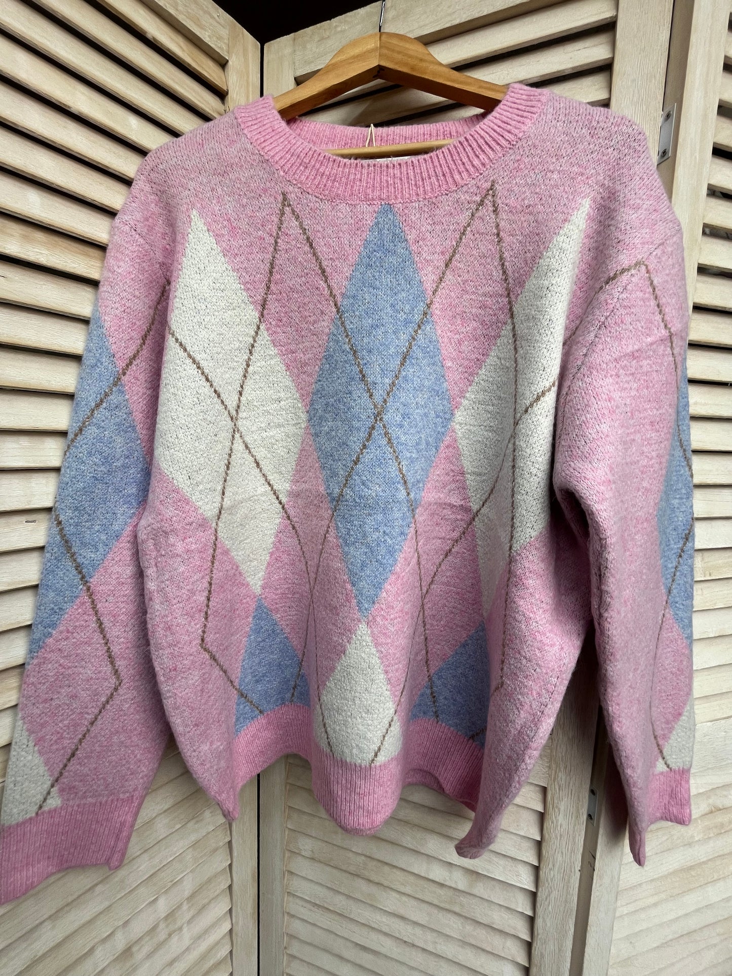 Pull Carreaux Rose Pulpeuse