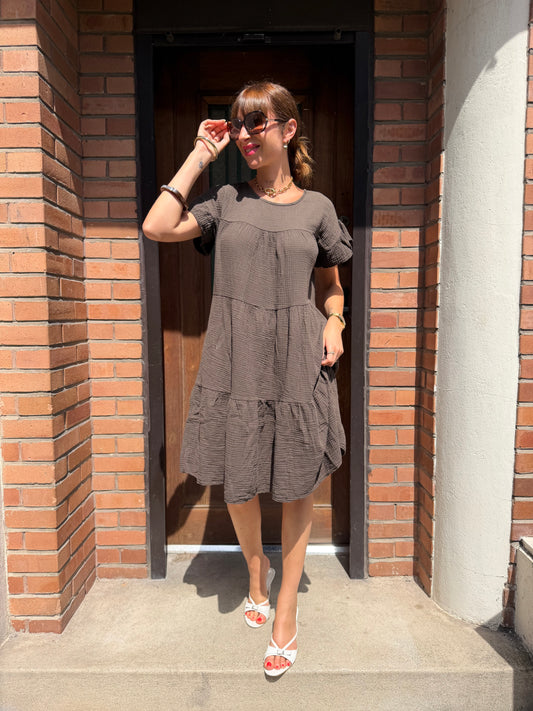 Robe Ample Coton Marron New