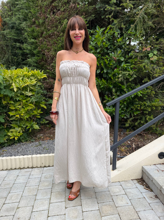 Robe Bustier Longue Beige