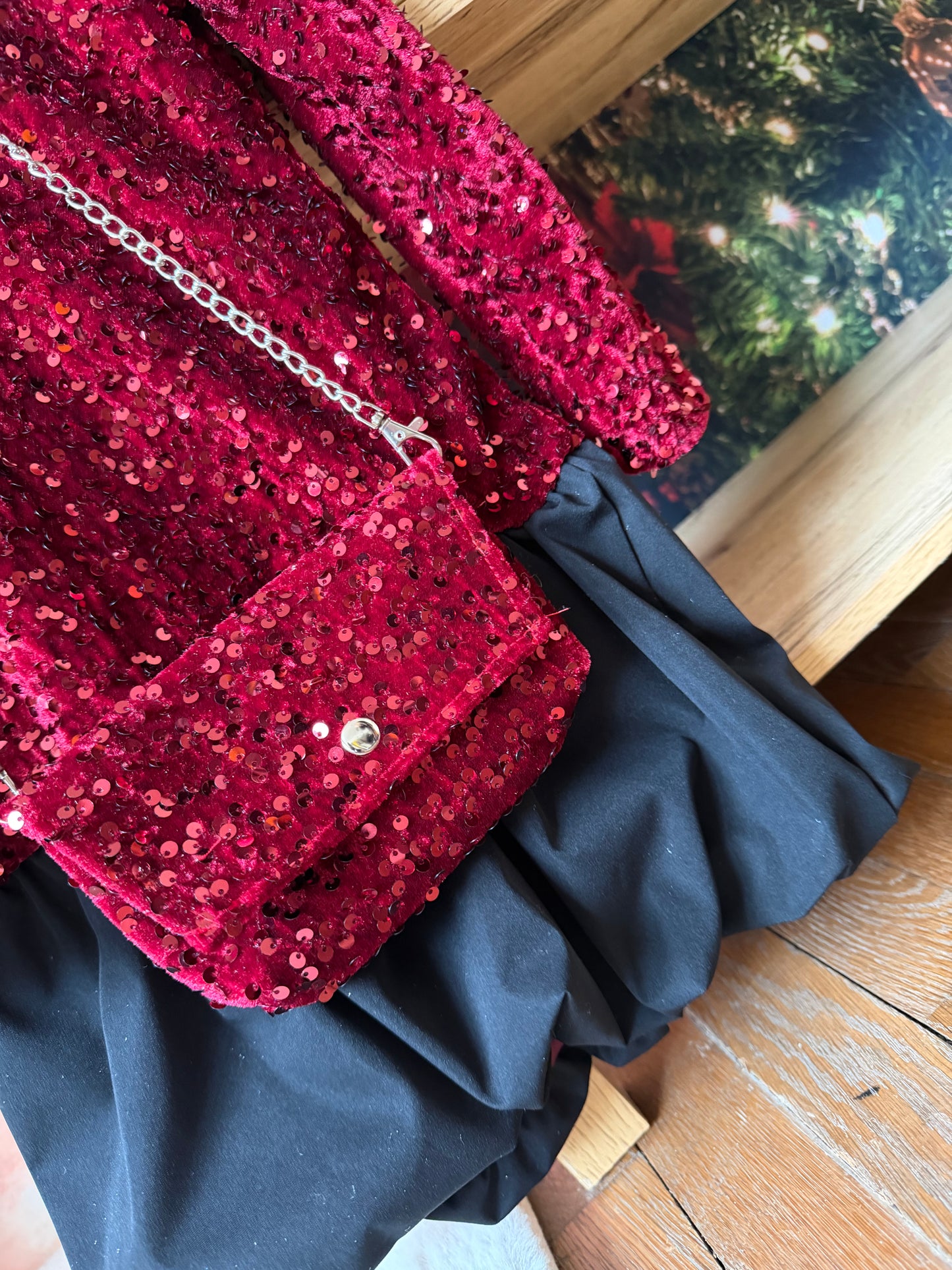 Robe Velours Bi-matière Rouge ENFANT