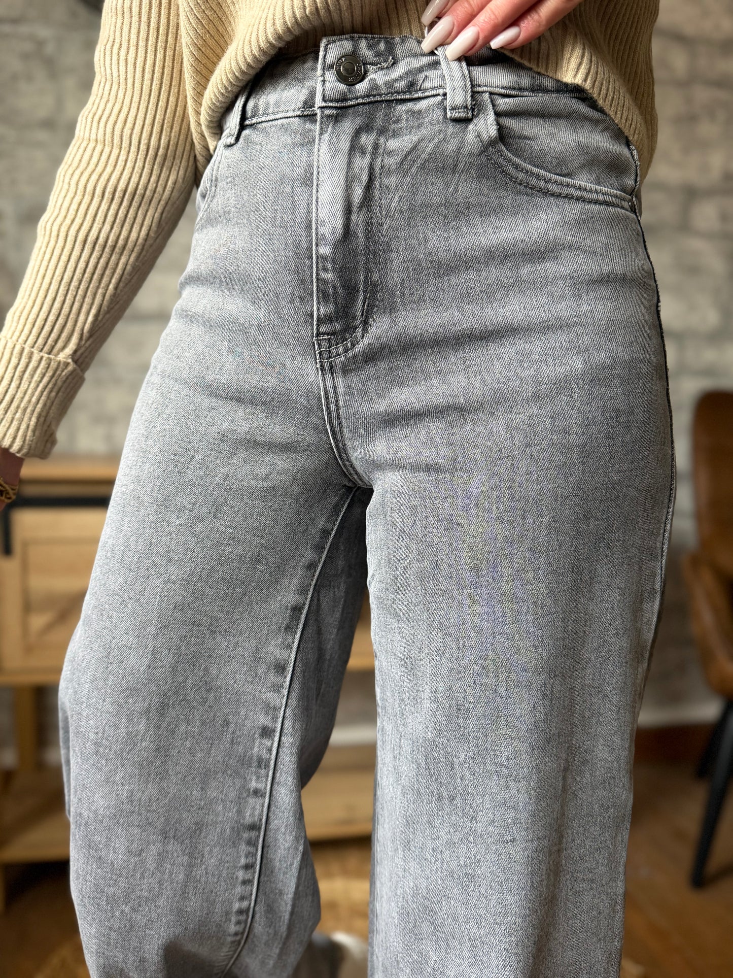 Jean's Wide Vintage Gris