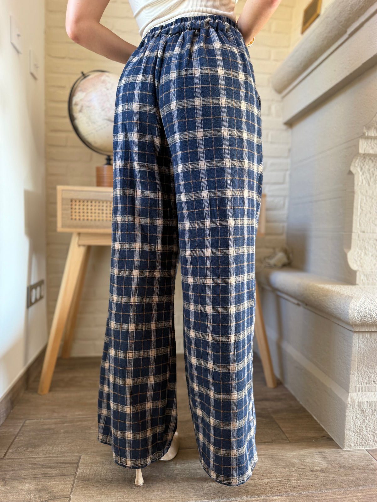 Pantalon Carreaux Bleu