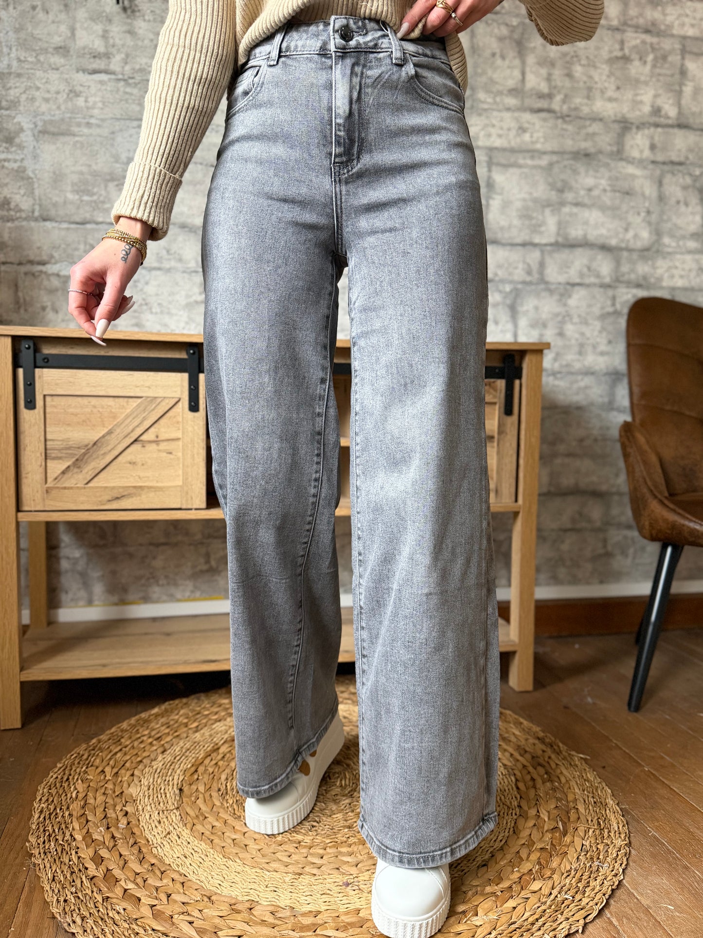Jean's Wide Vintage Gris