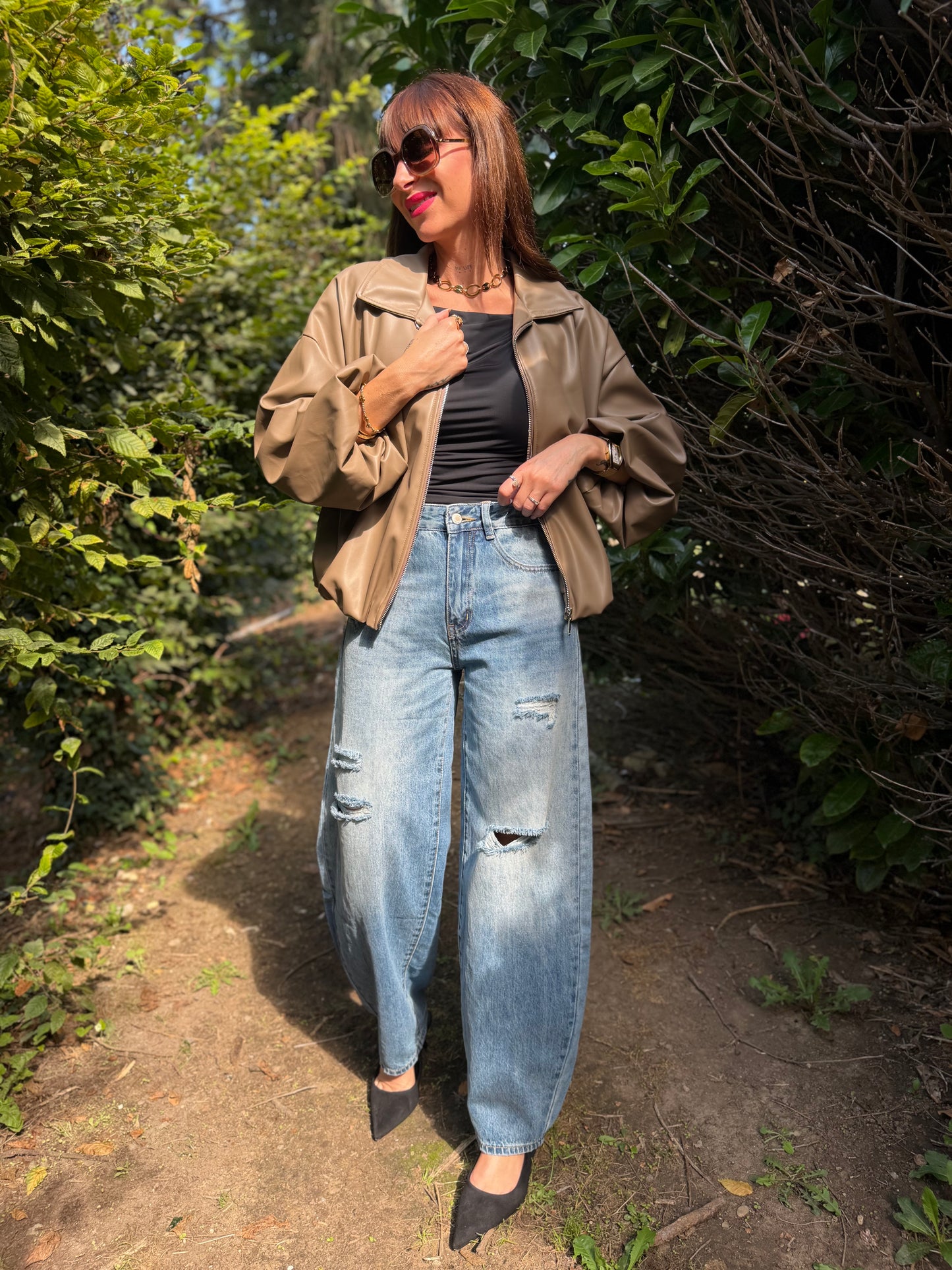Veste Simili Mao Sable