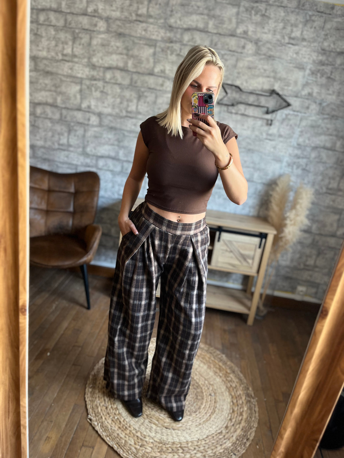 Pantalon Carreaux Chocolat