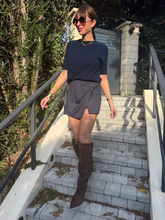 Jupe-Short Carreaux Bleu