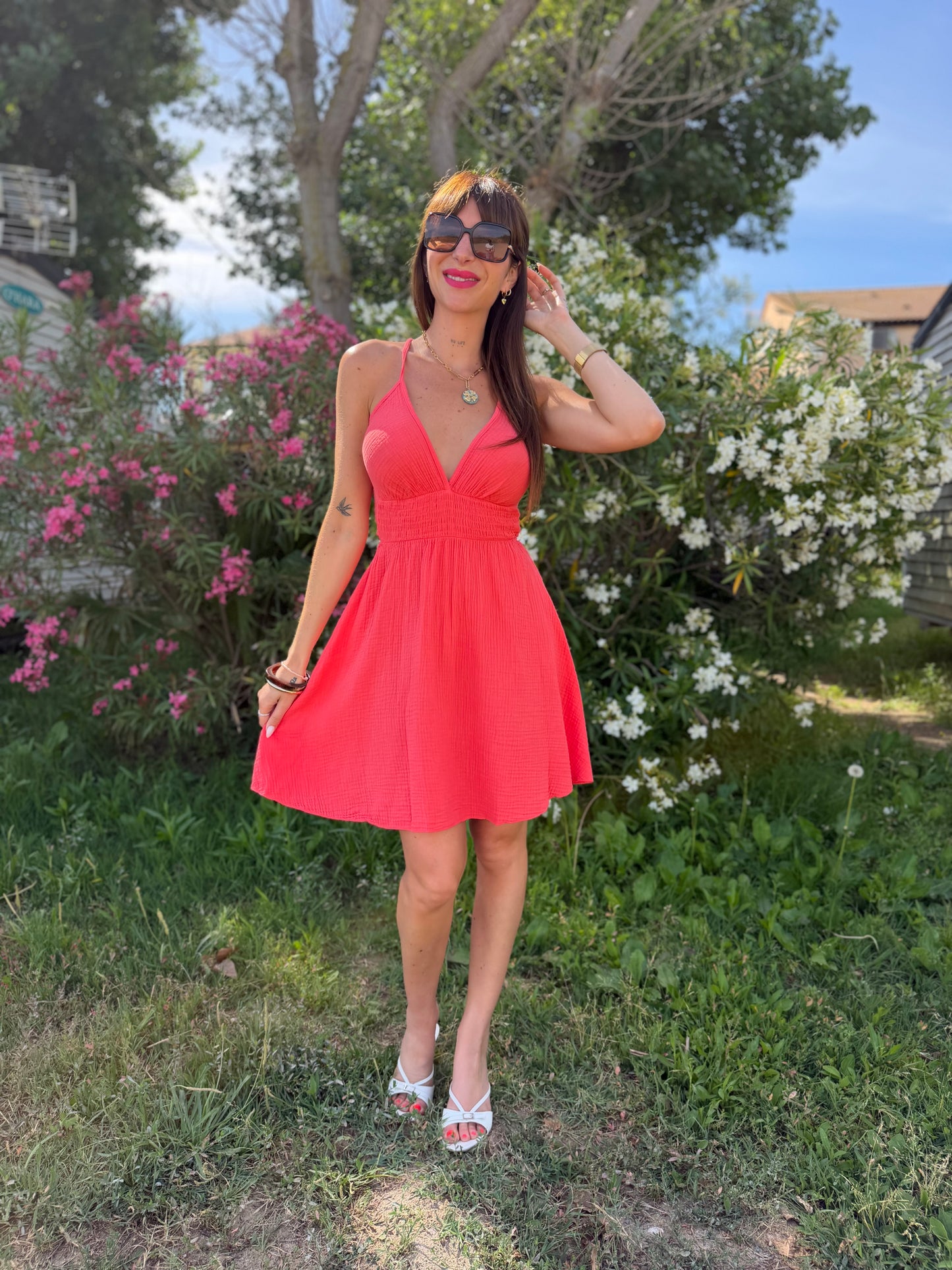 Robe Dos Croisé Corail