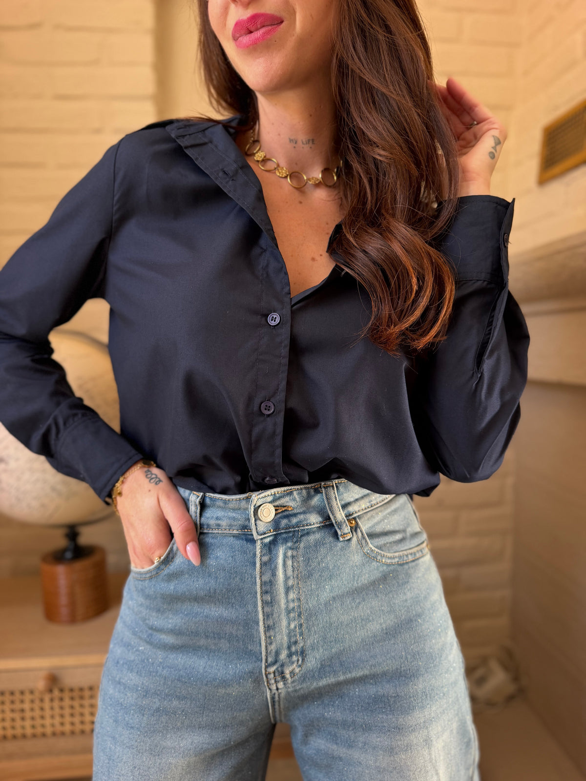Chemise Unie Bleu marine