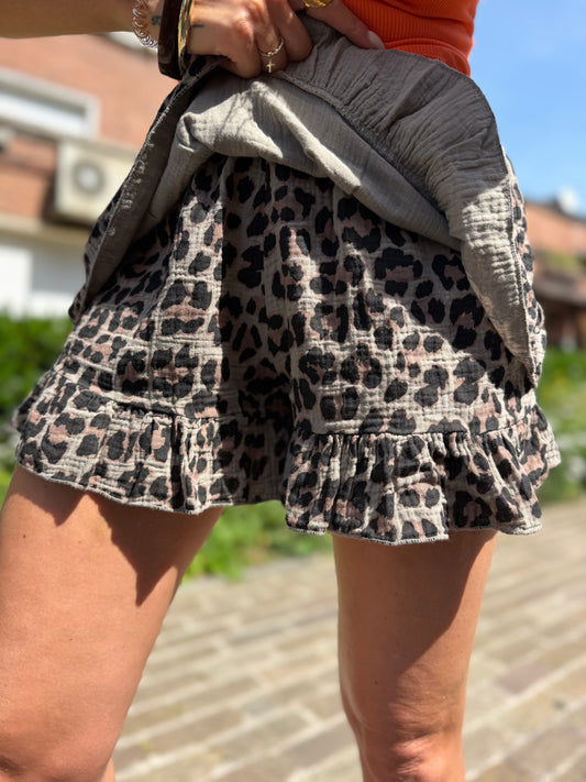 Jupe-Short Léopard Coton Bis