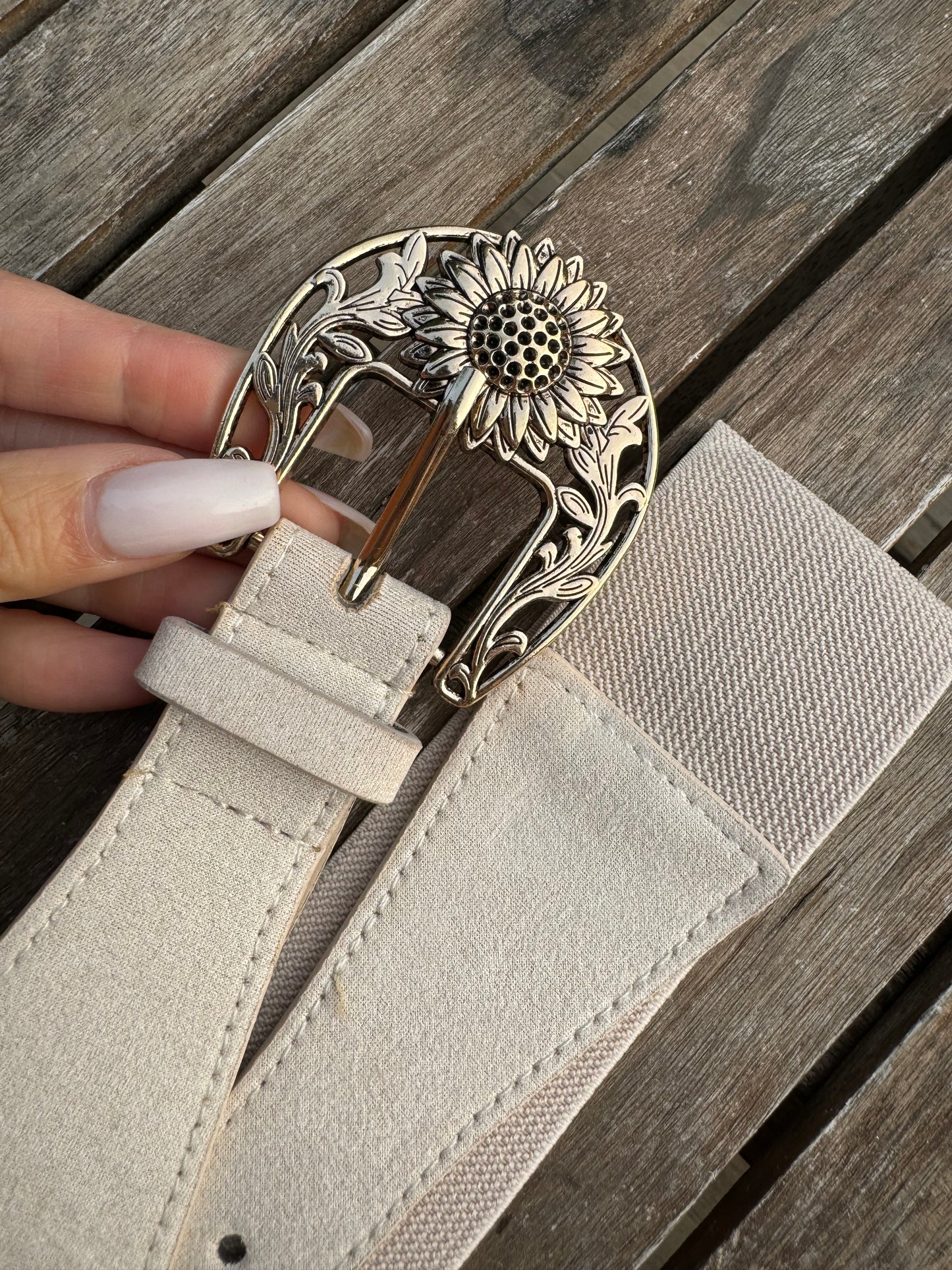 Ceinture Boucle soleil Ecru