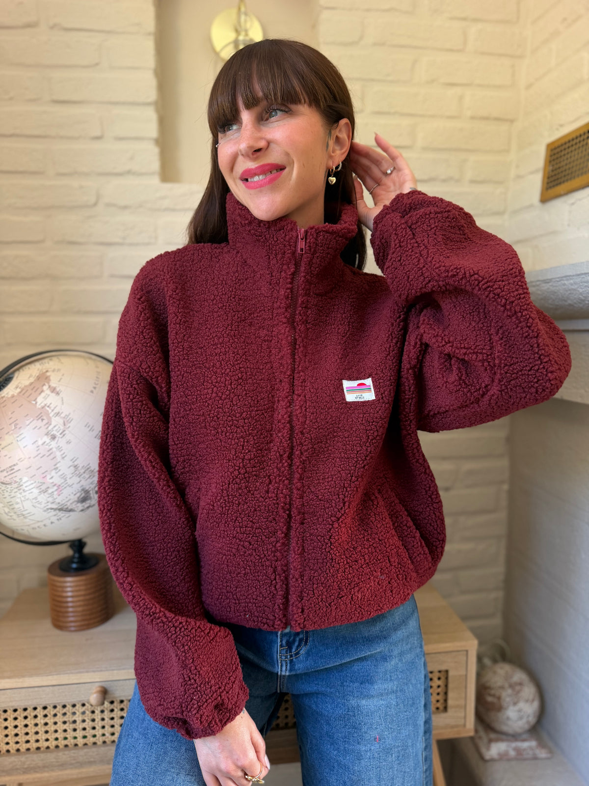 Veste Teddy Bordeaux