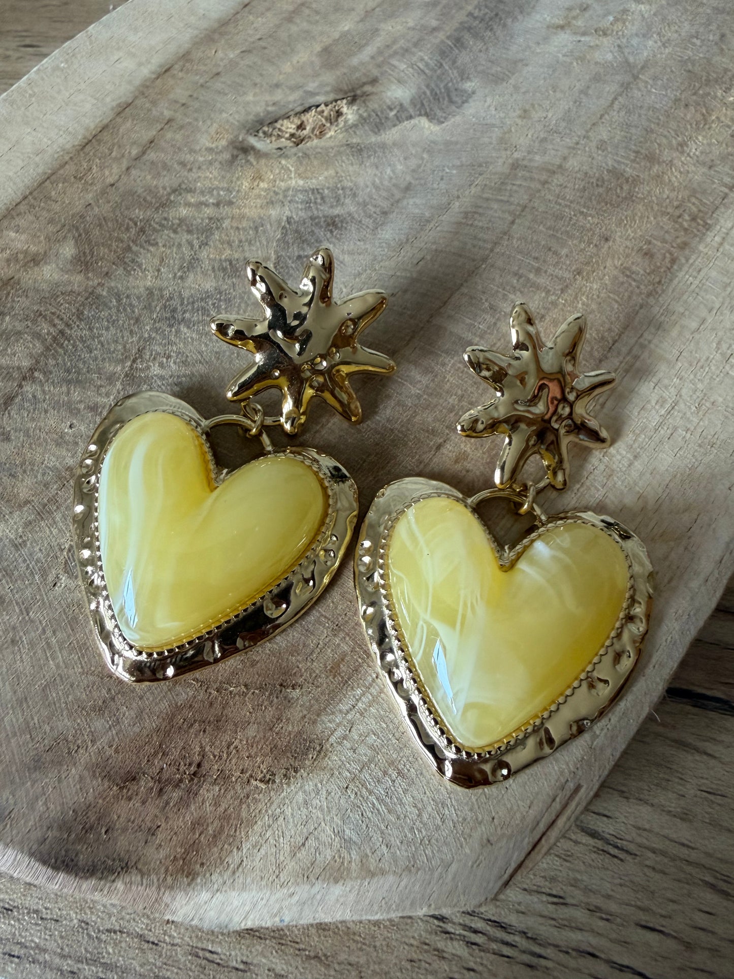 Boucle D’oreille Cœur Jaune