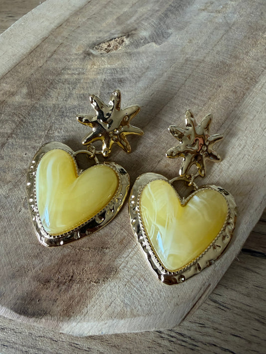 Boucle D’oreille Cœur Jaune