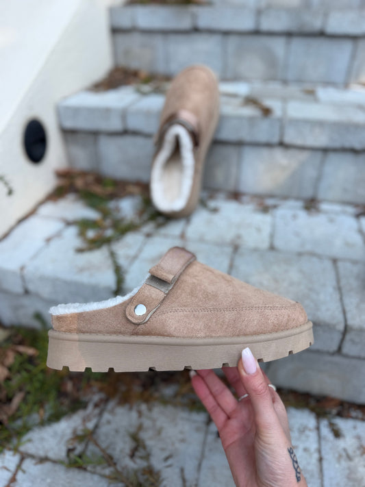 Mule Fourée Bride Taupe