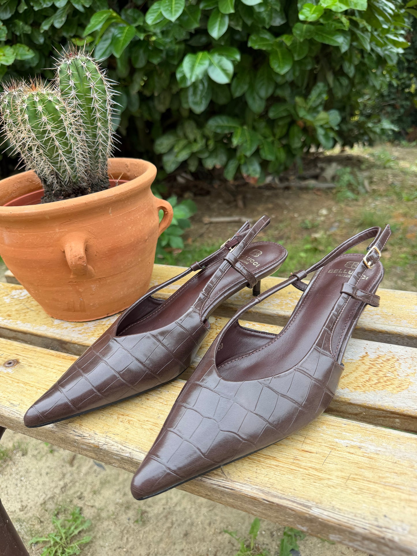 Escarpin Slingback Croco
