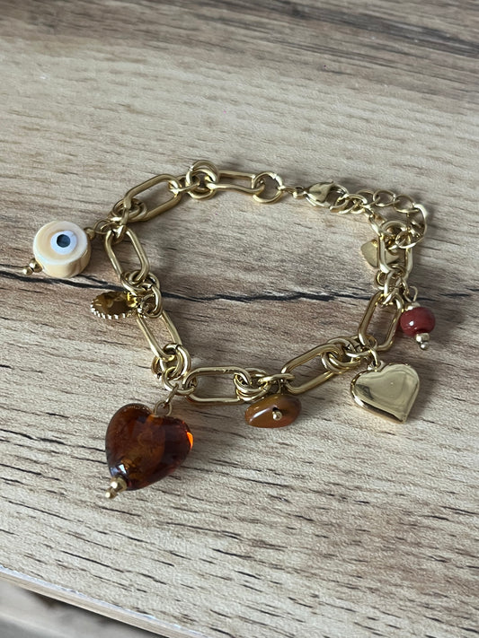 Bracelet Médaillon Coeur Rouille