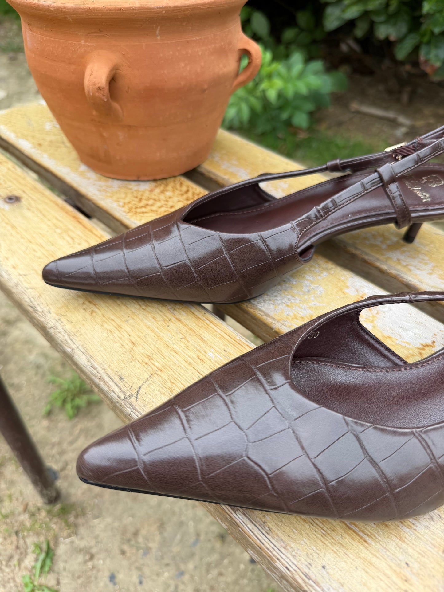 Escarpin Slingback Croco