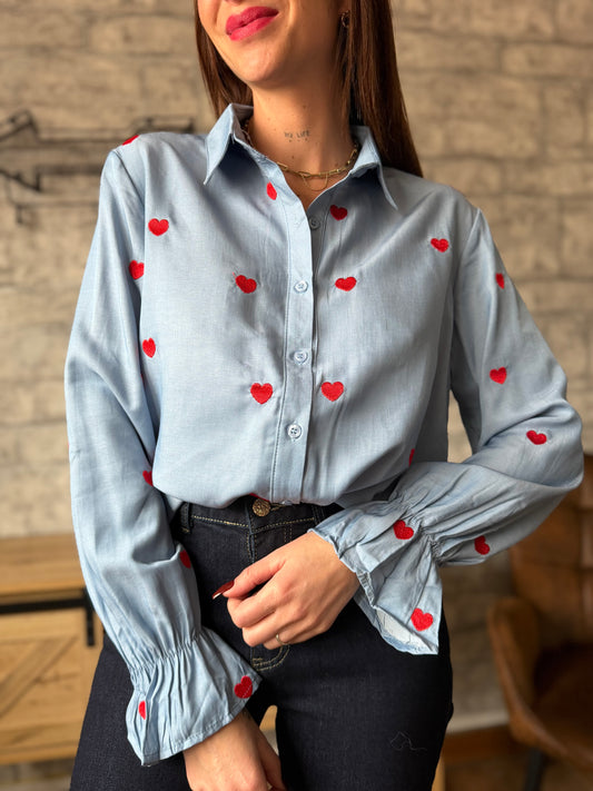 Chemise Cœur Brodé