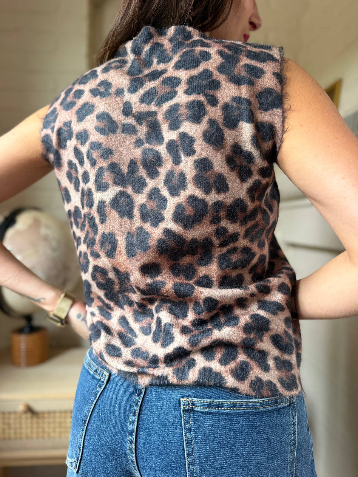 Pull Sans Manches Léopard