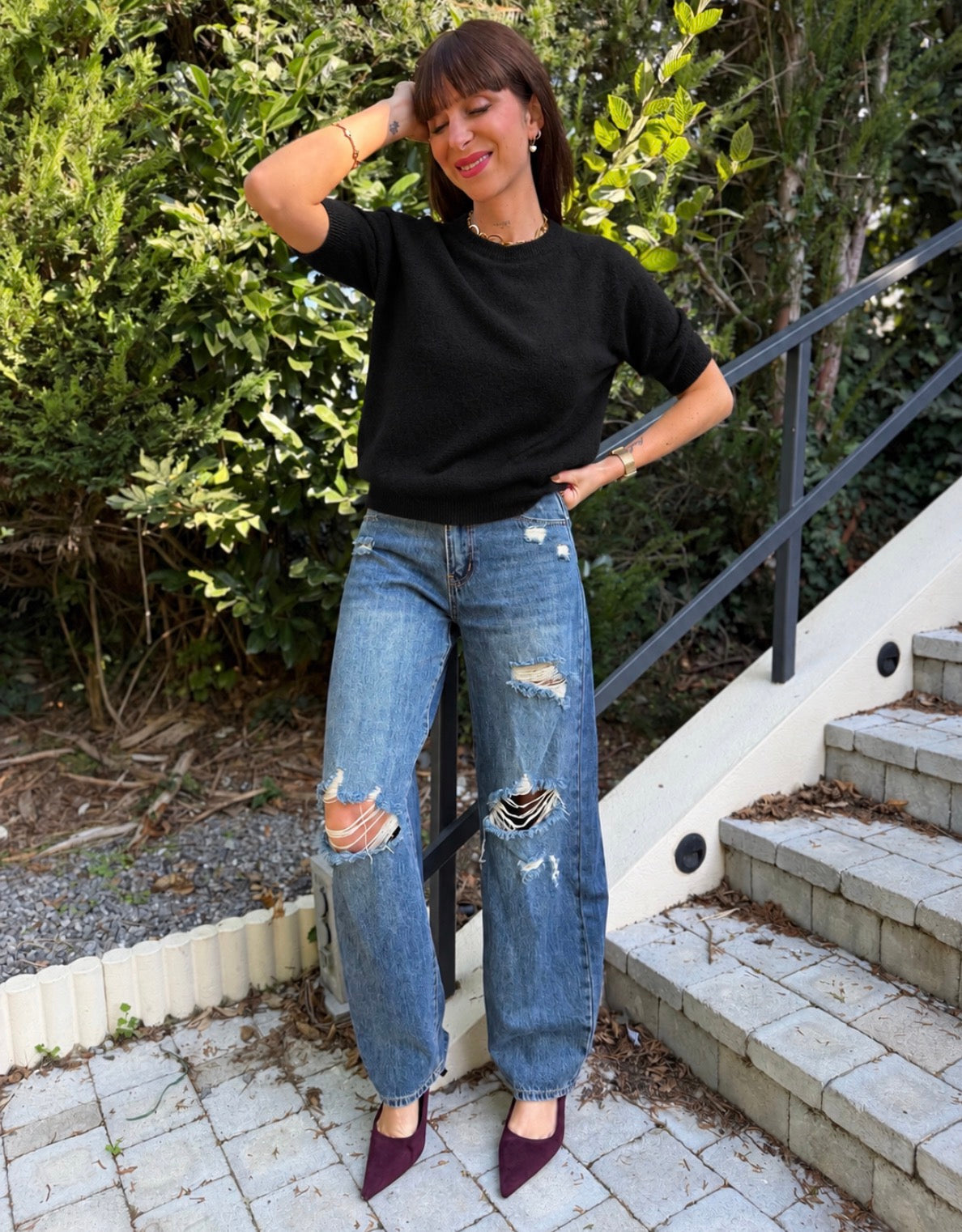 Pull Manche Courte Noir