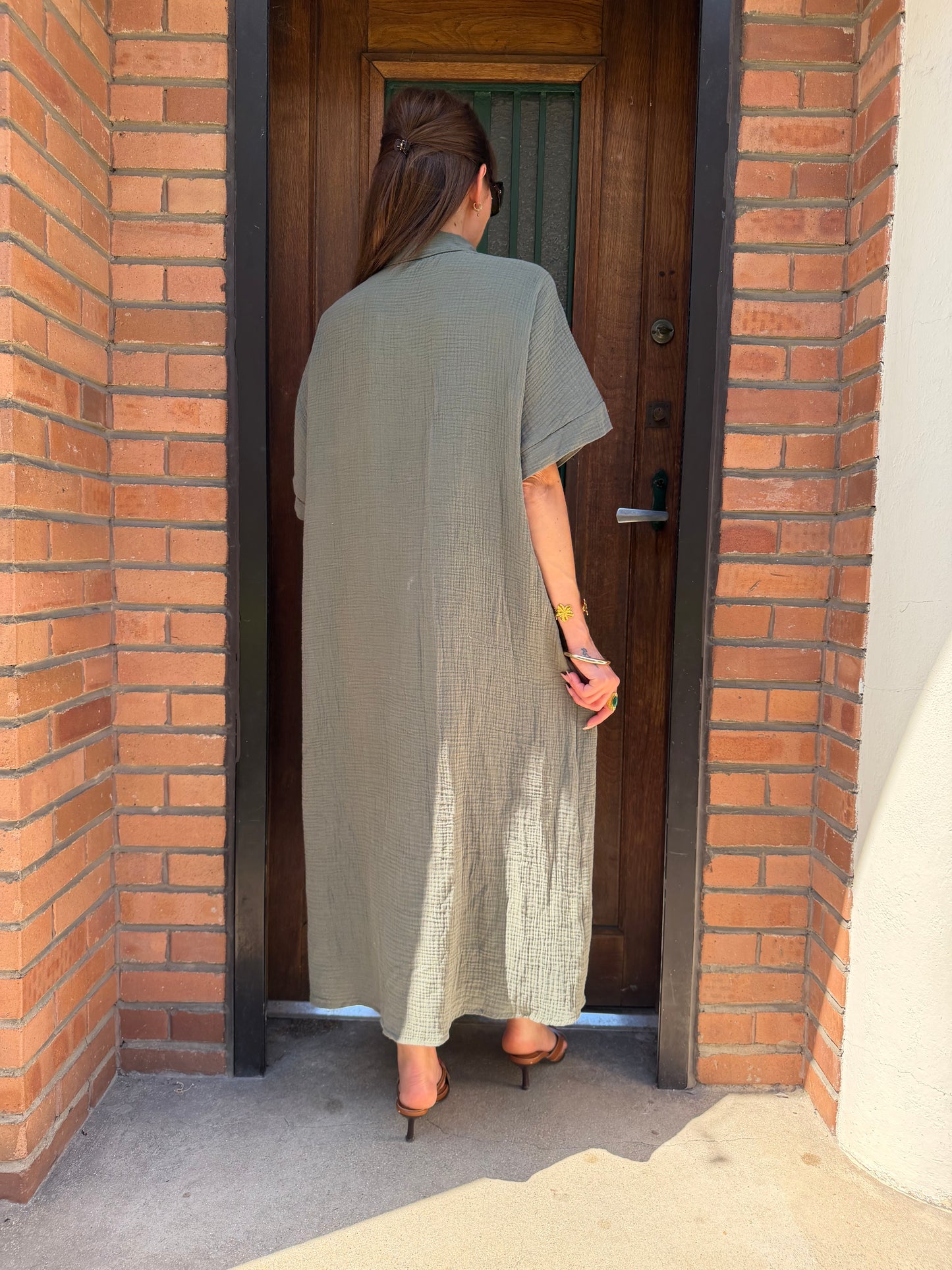 Robe Chemise coton Kaki