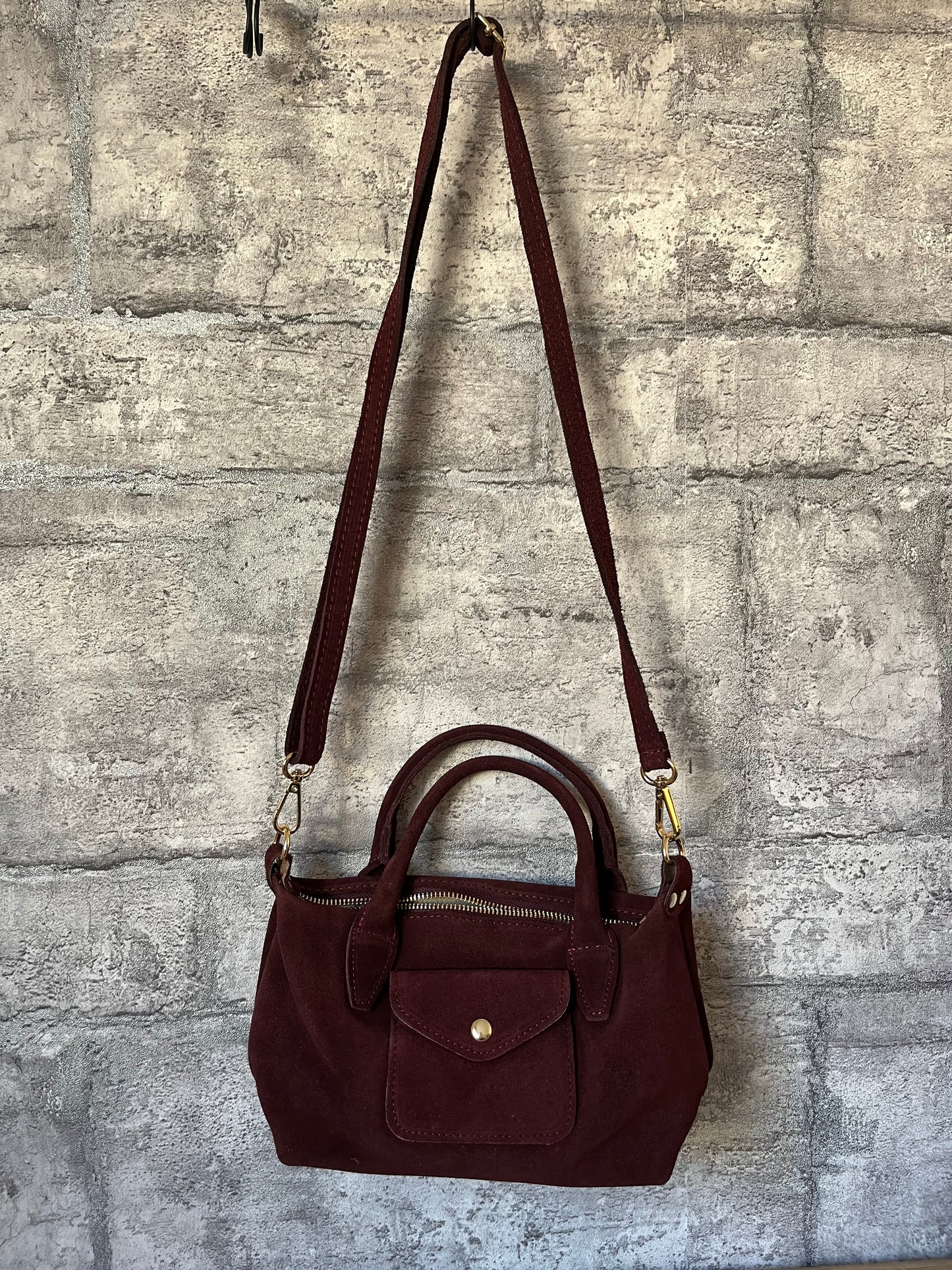 Sac Charles CUIR Daim Bordeaux