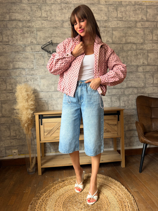 Veste Imperméable Pois Rose