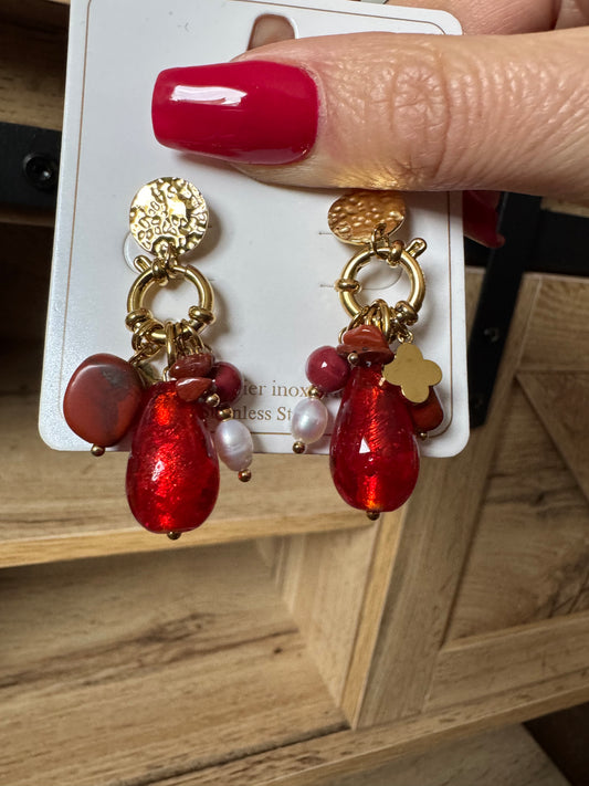 Boucle d’oreille Xio rouge