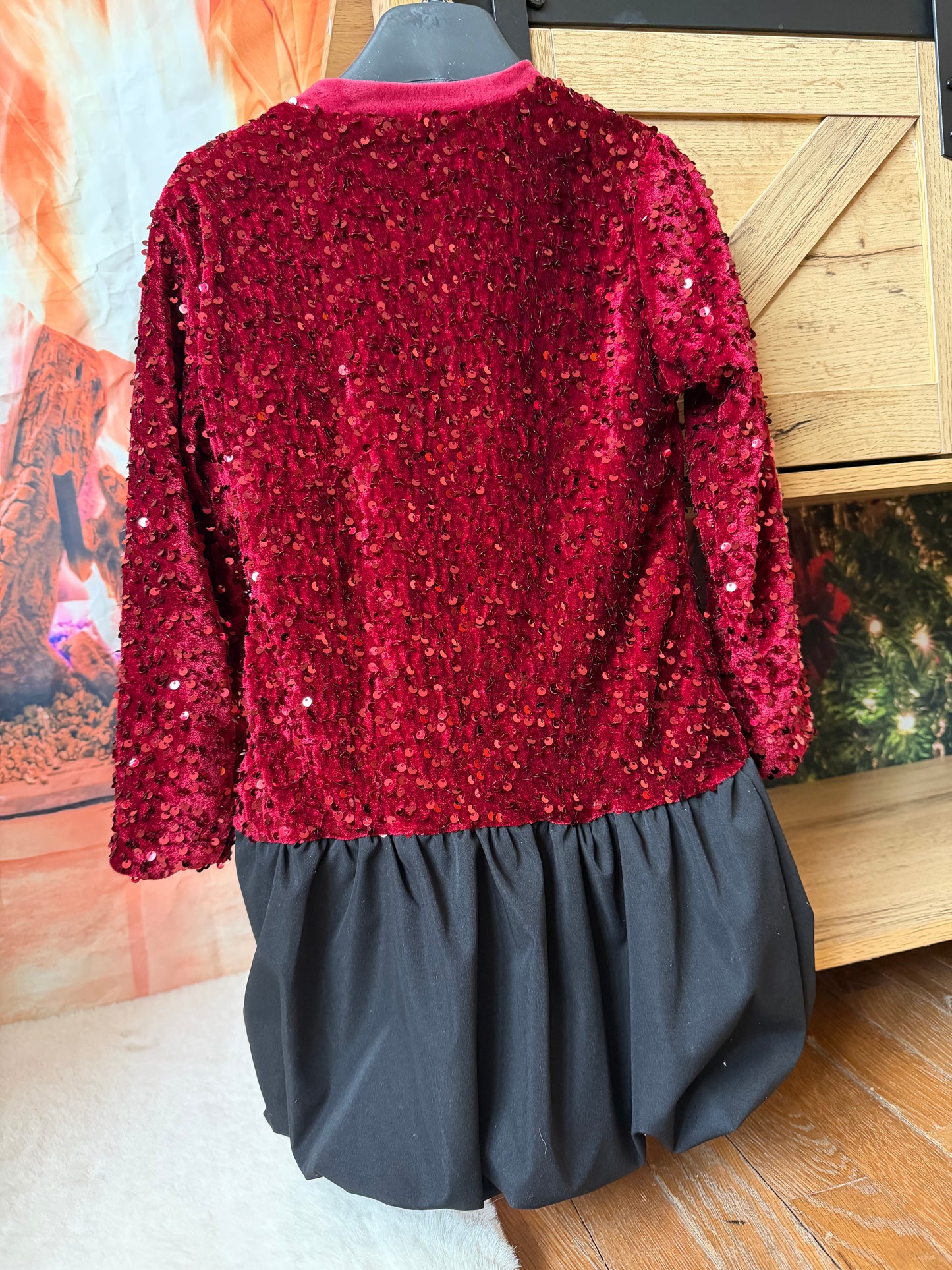 Robe Velours Bi-matière Rouge ENFANT