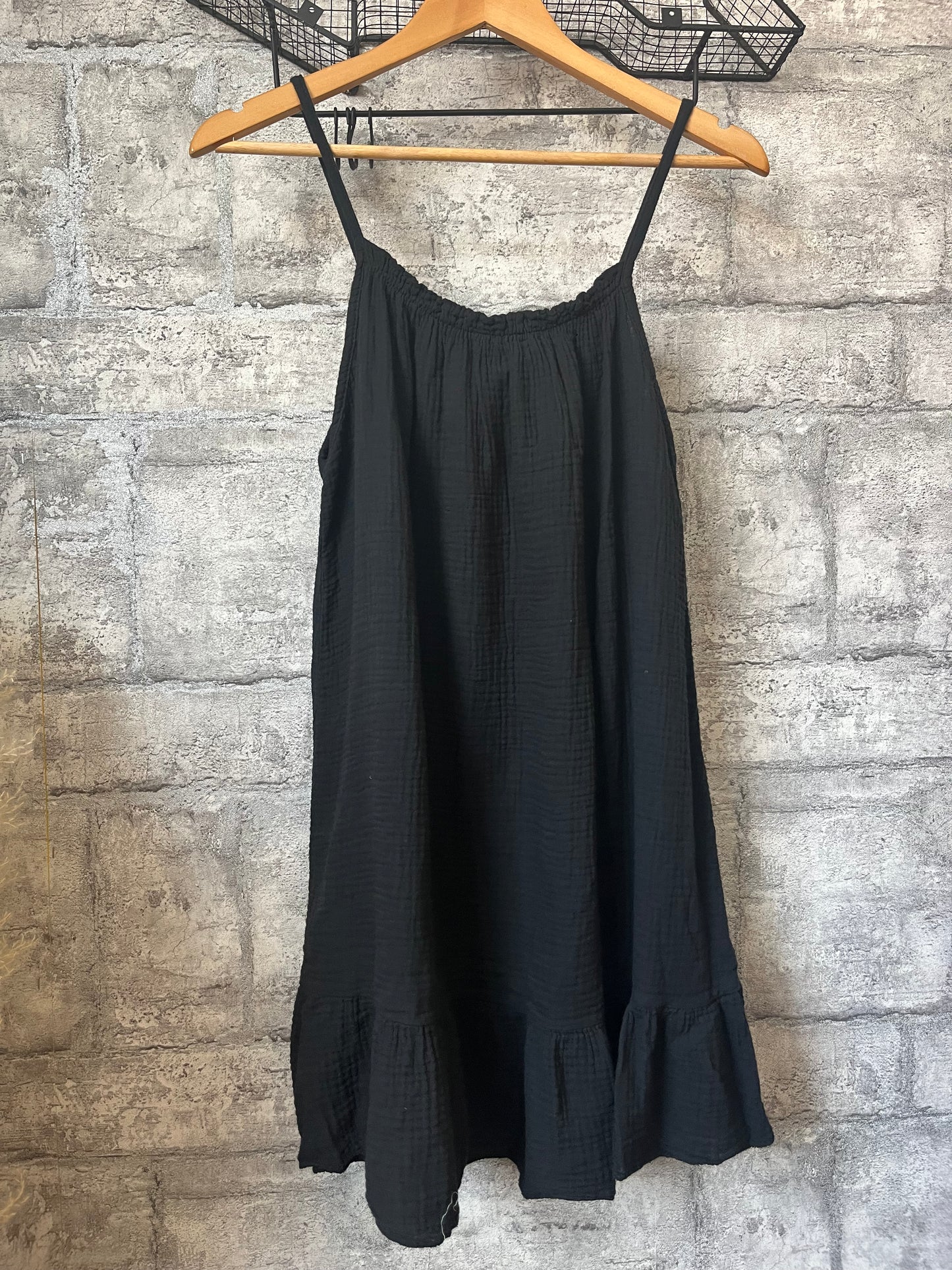Robe Ample Bretelle Court Noir