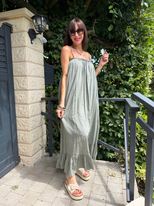 Robe Longue Bretelle Kaki