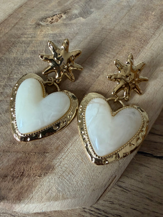 Boucle D’oreille Cœur Blanc