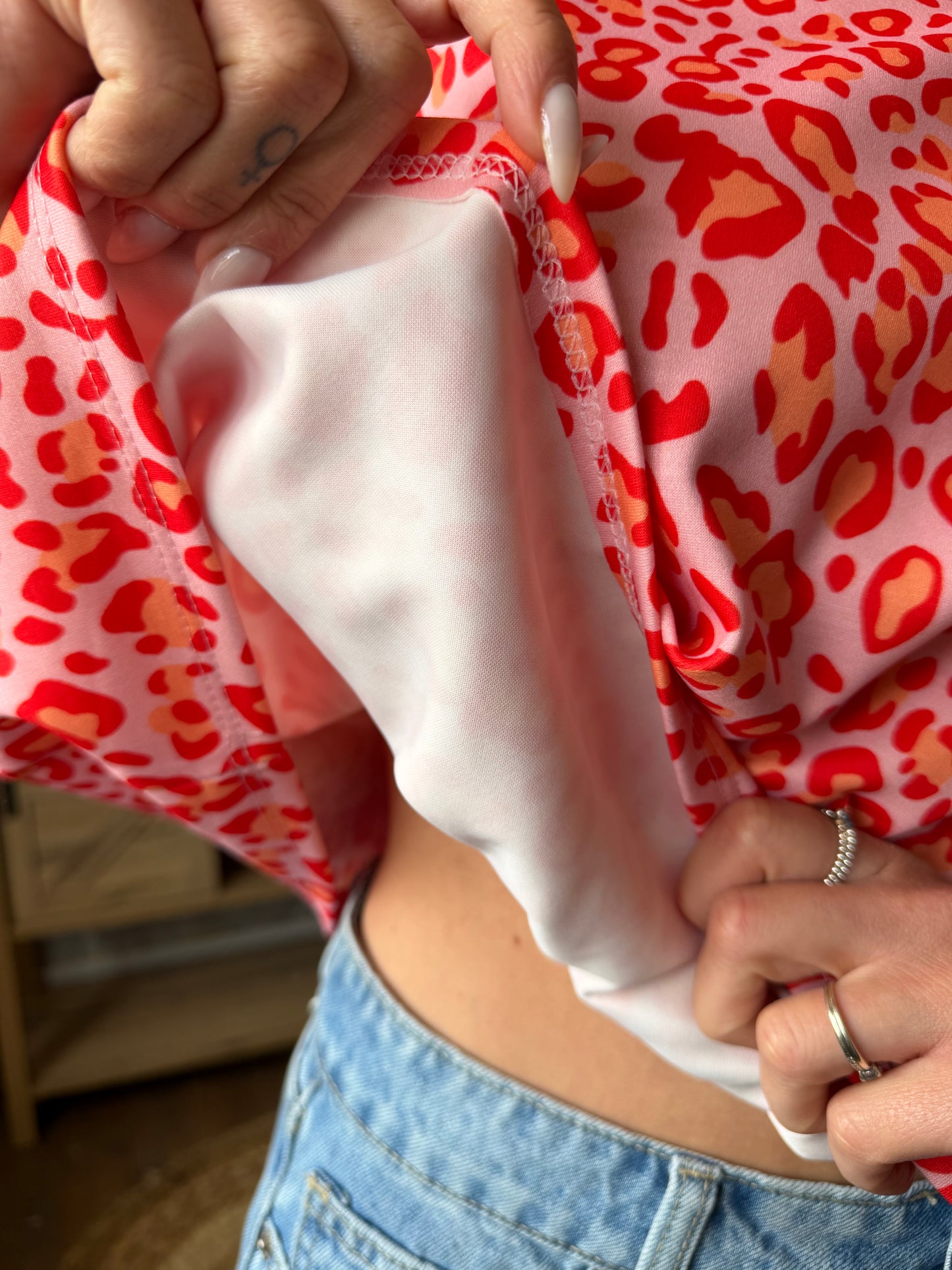 T Shirt Léopard Rose et Rouge