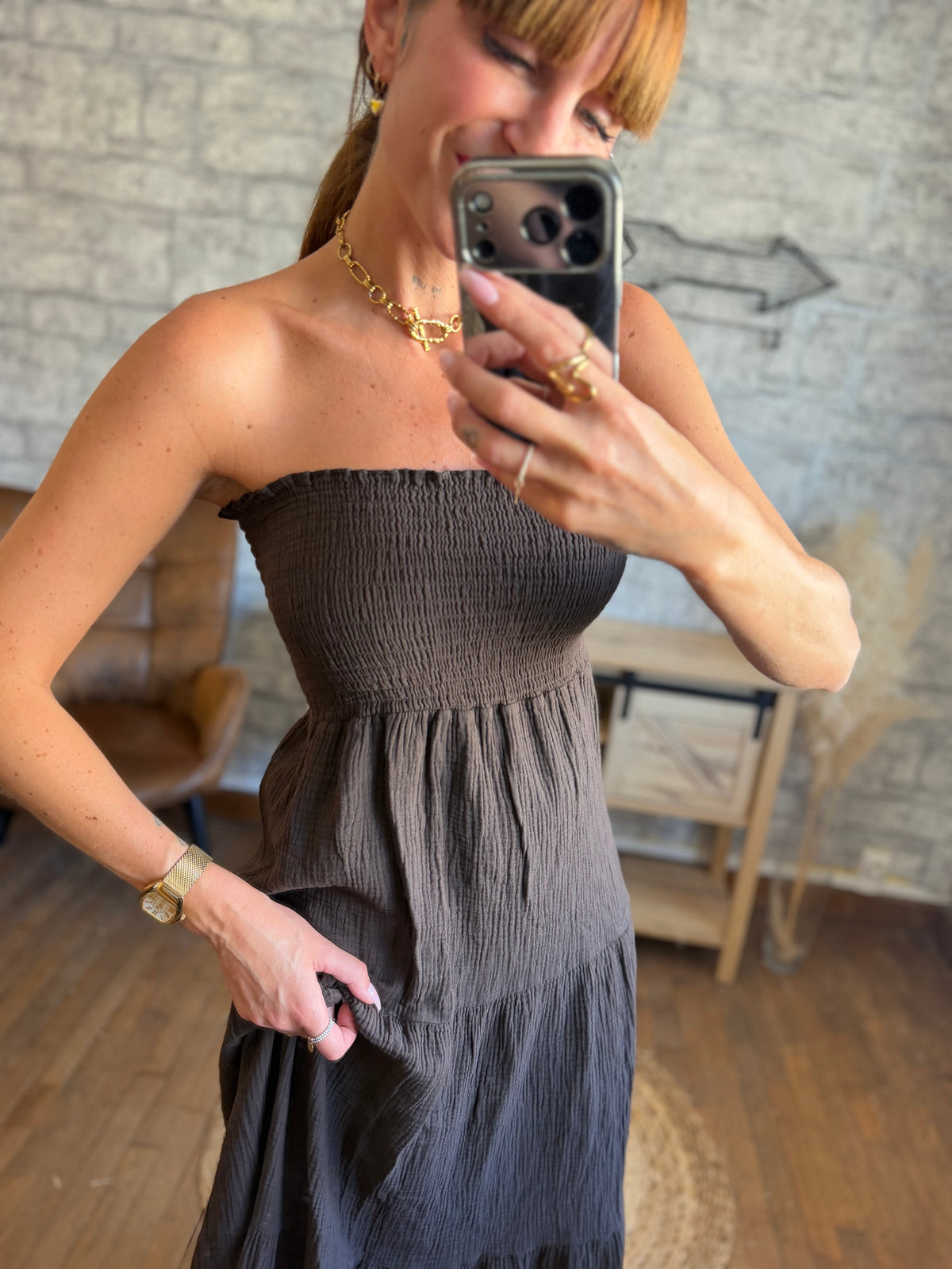 Robe Bustier Coton Chocolat