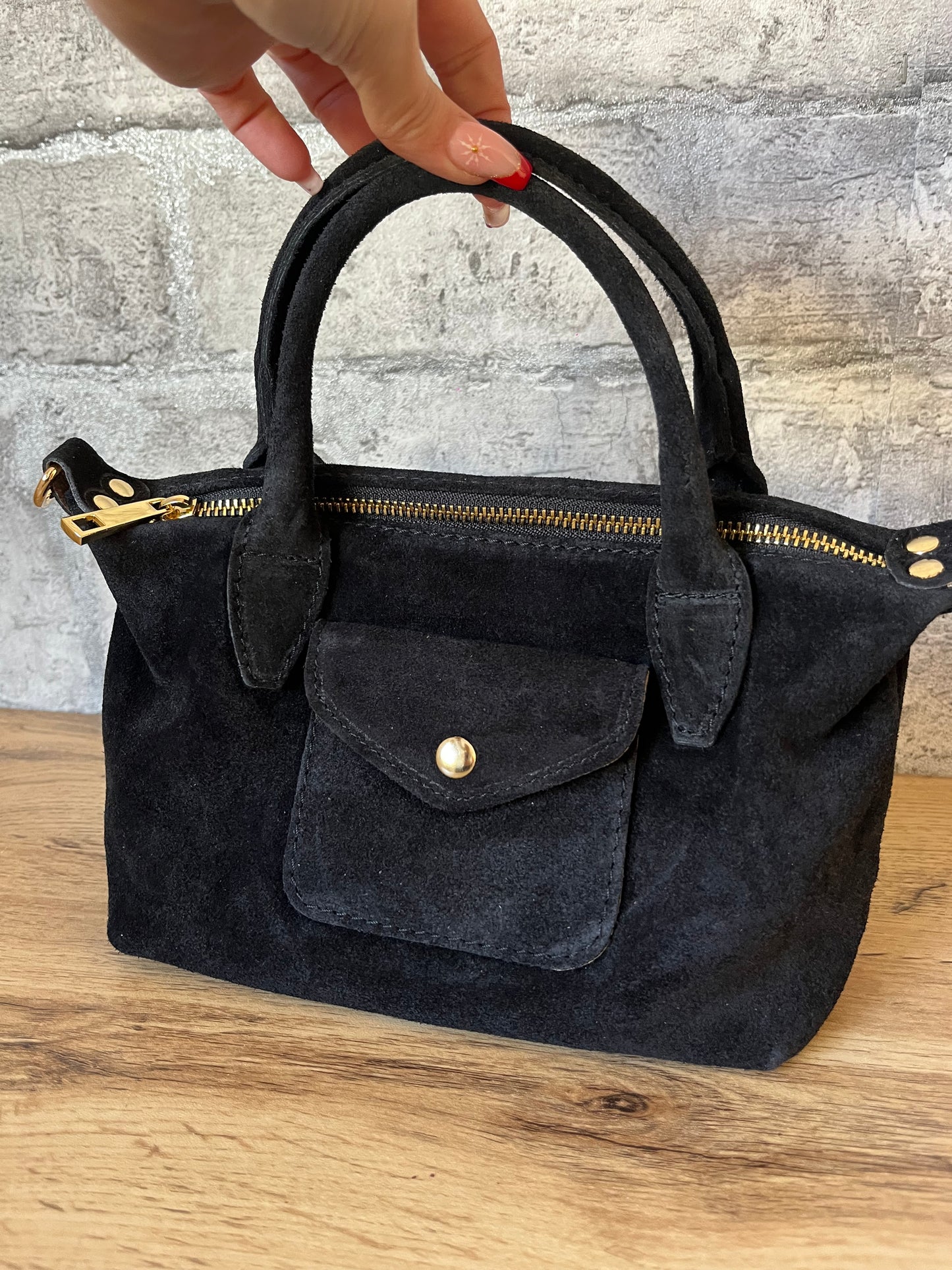 Sac Charles CUIR Daim Noir