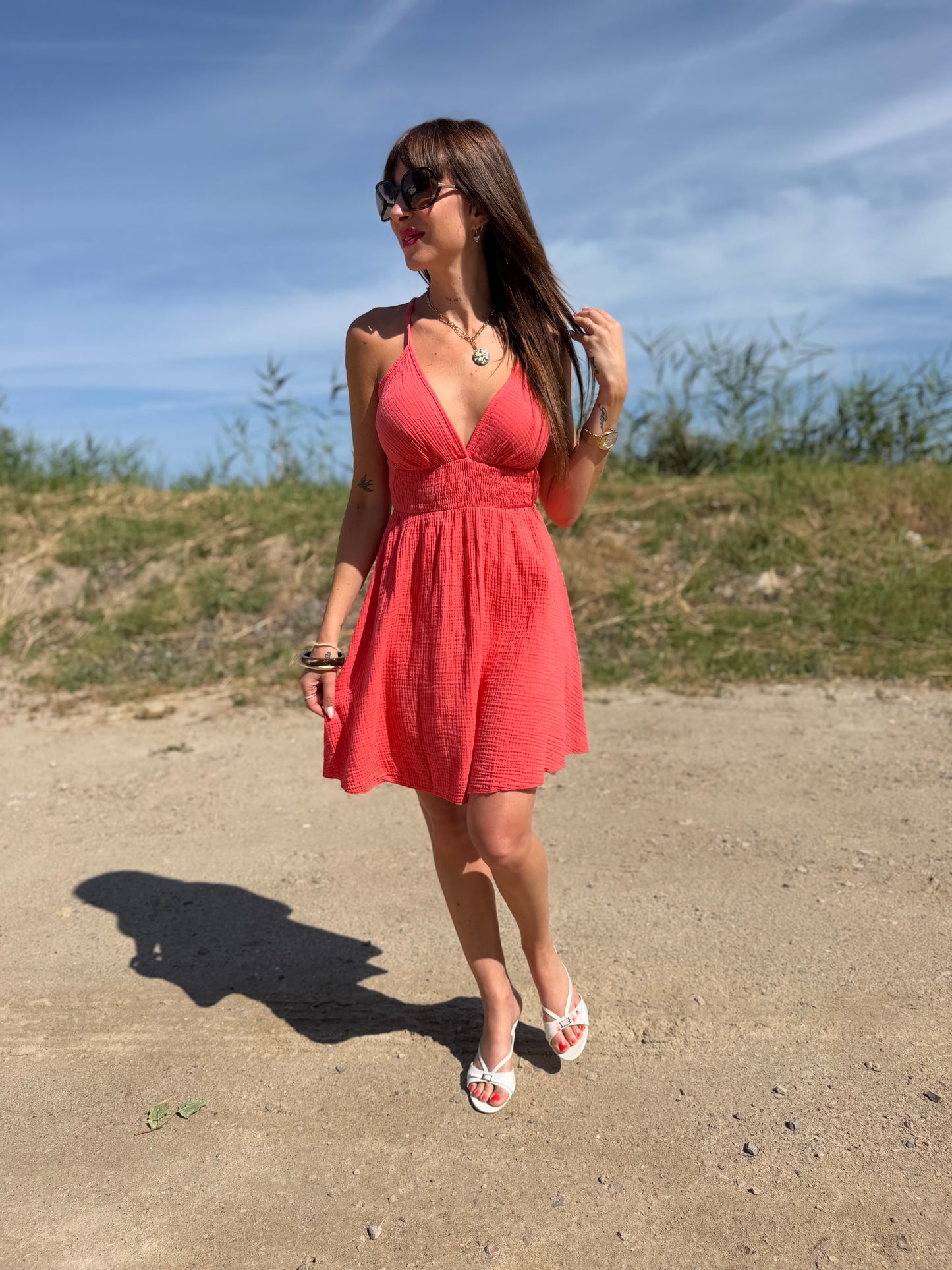 Robe Dos Croisé Corail