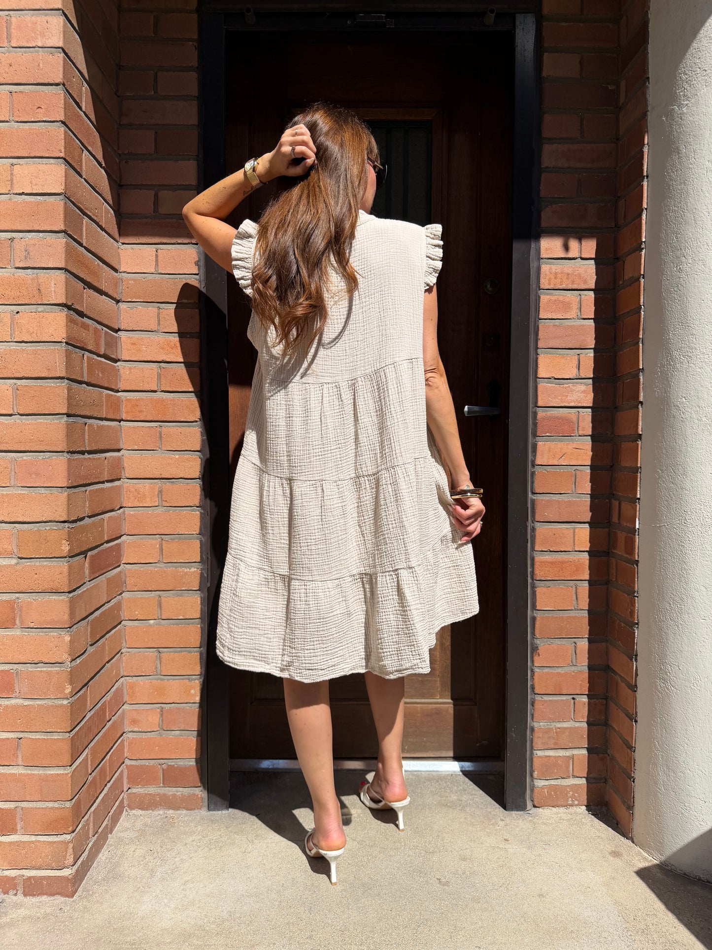 Robe Ample Coton Col V Sable